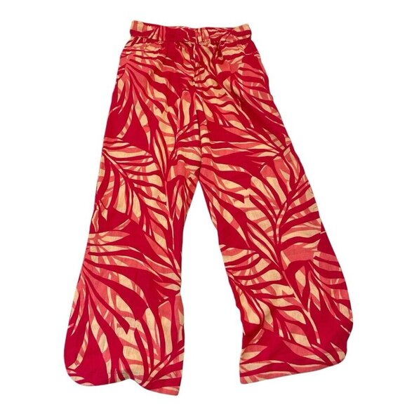 Tahari Linen Blend Colorful Tropical Tulip Leg Pull-On Pants Breezy size Medium - Picture 1 of 9